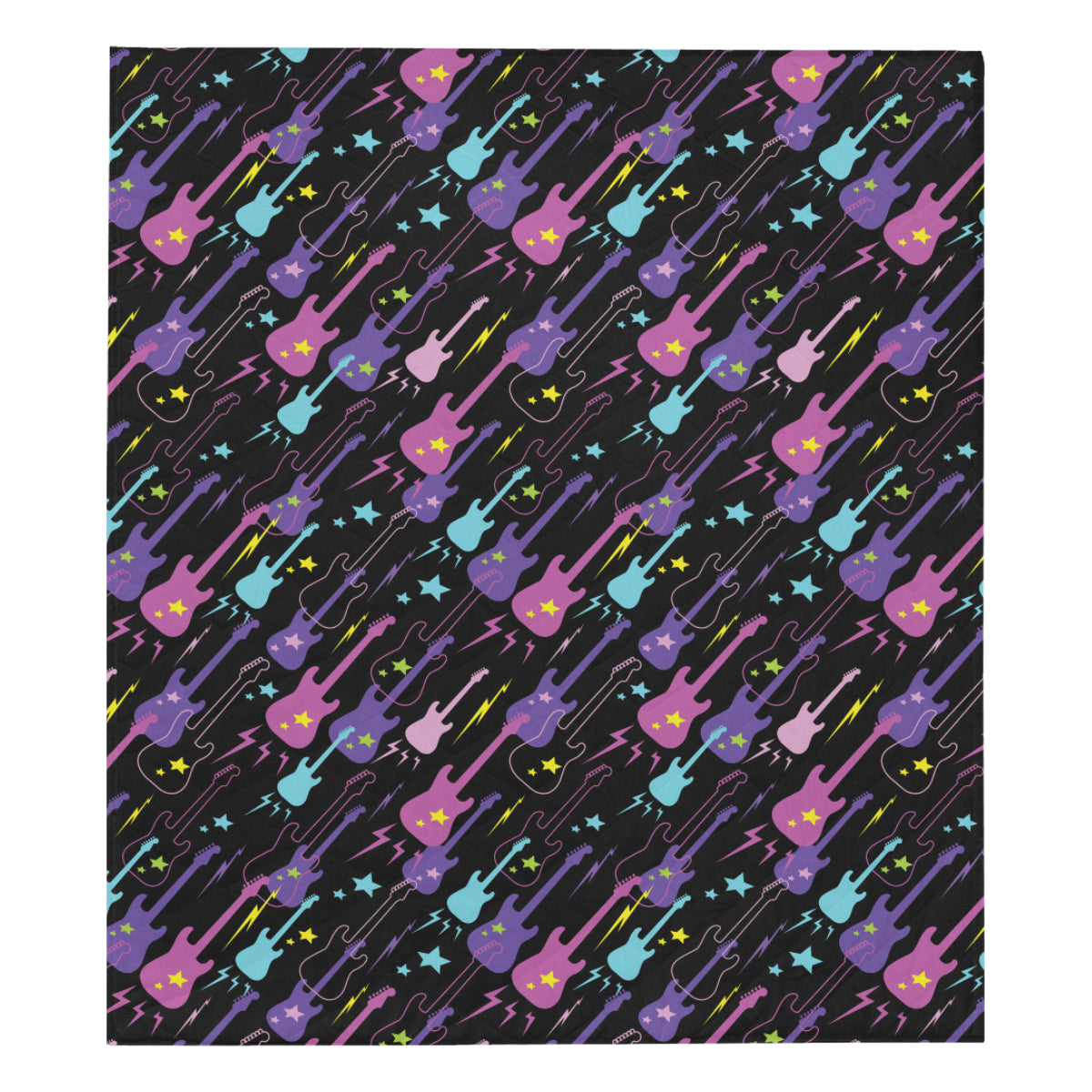 Electric Guitar Pattern Print Design 02 Premium Quilt