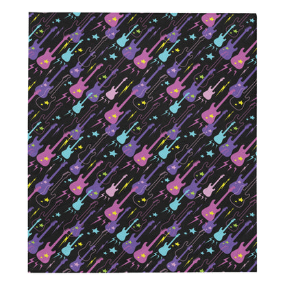 Electric Guitar Pattern Print Design 02 Premium Quilt