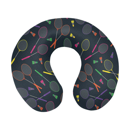 Badminton Pattern Print Design 04 U-Shaped Travel Neck Pillow