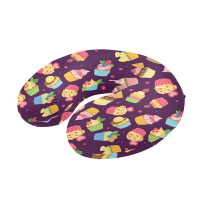 Cupcake Pattern Print Design 05 U-Shaped Travel Neck Pillow
