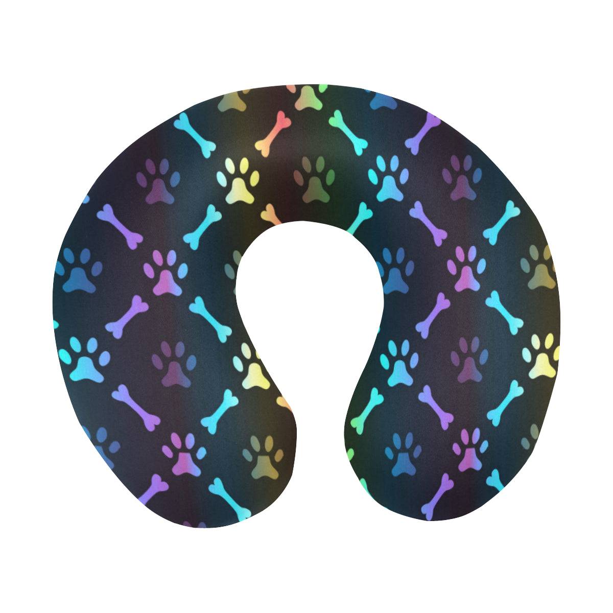 Paw Rainbow Pattern Print Design A01 U-Shaped Travel Neck Pillow