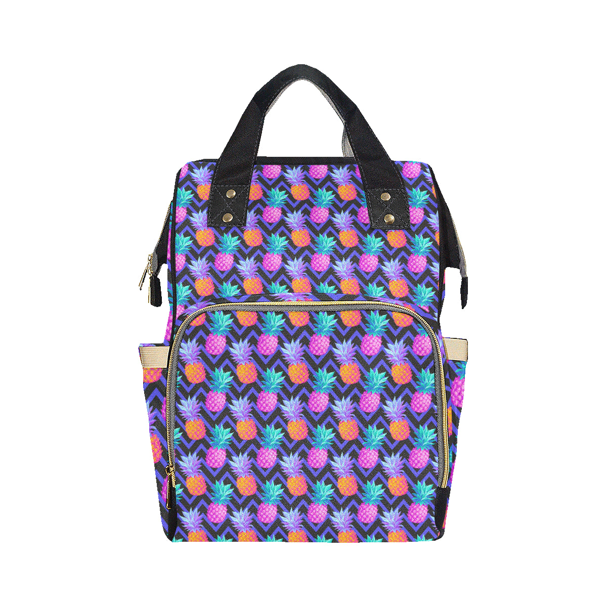 Pineapple Color Art Pattern Diaper Bag Backpack
