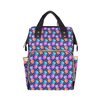 Pineapple Color Art Pattern Diaper Bag Backpack