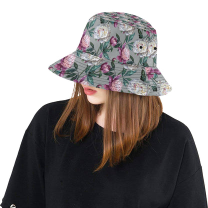 Peony Pattern Print Design PE01 Unisex Bucket Hat