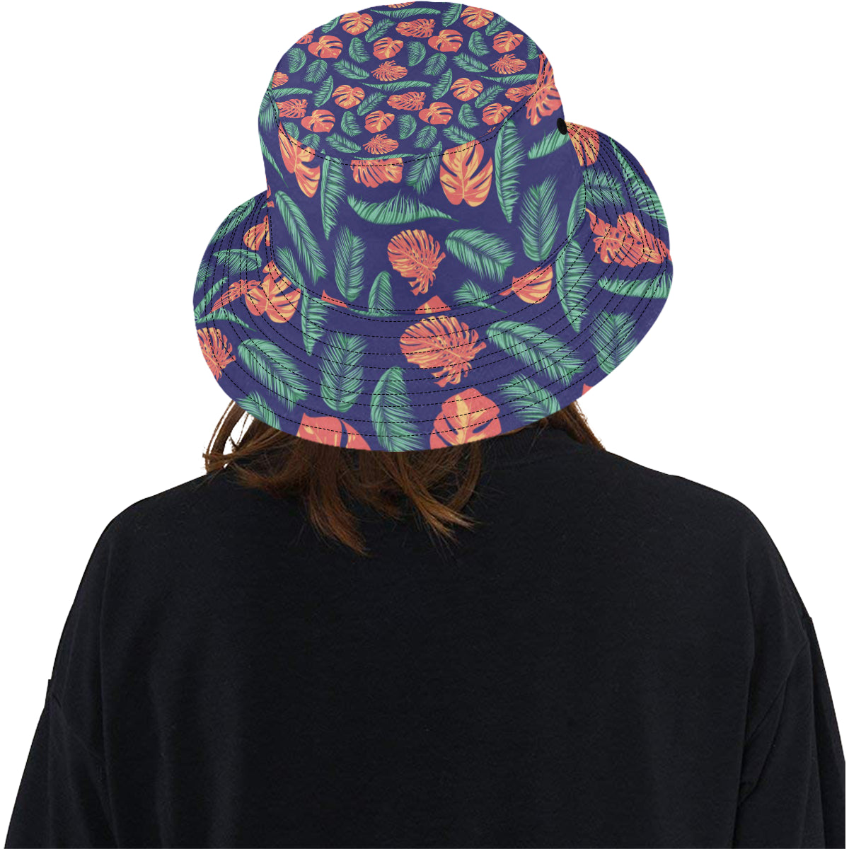 Palm Leaves Pattern Print Design PL011 Unisex Bucket Hat