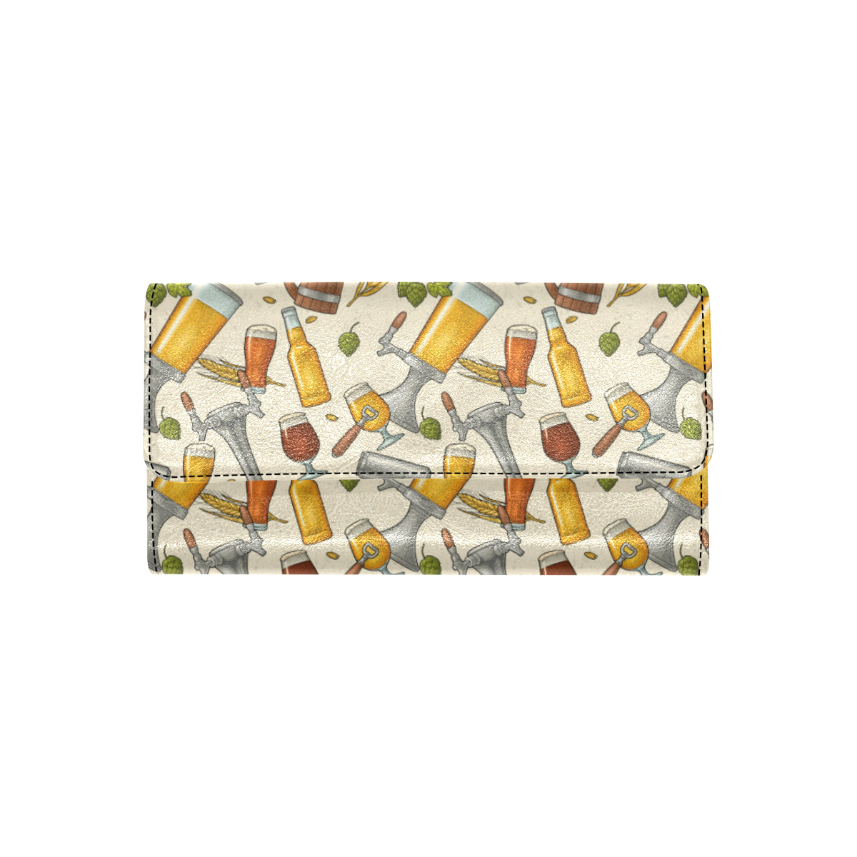 Beer Pattern Print Design 05 Women's Trifold Wallet