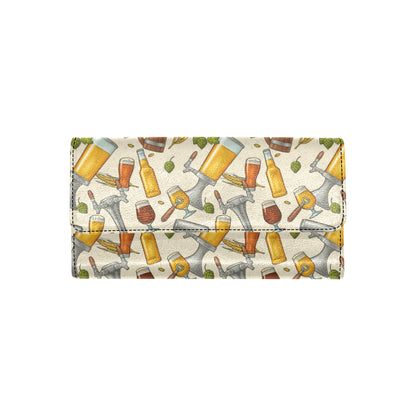 Beer Pattern Print Design 05 Women's Trifold Wallet