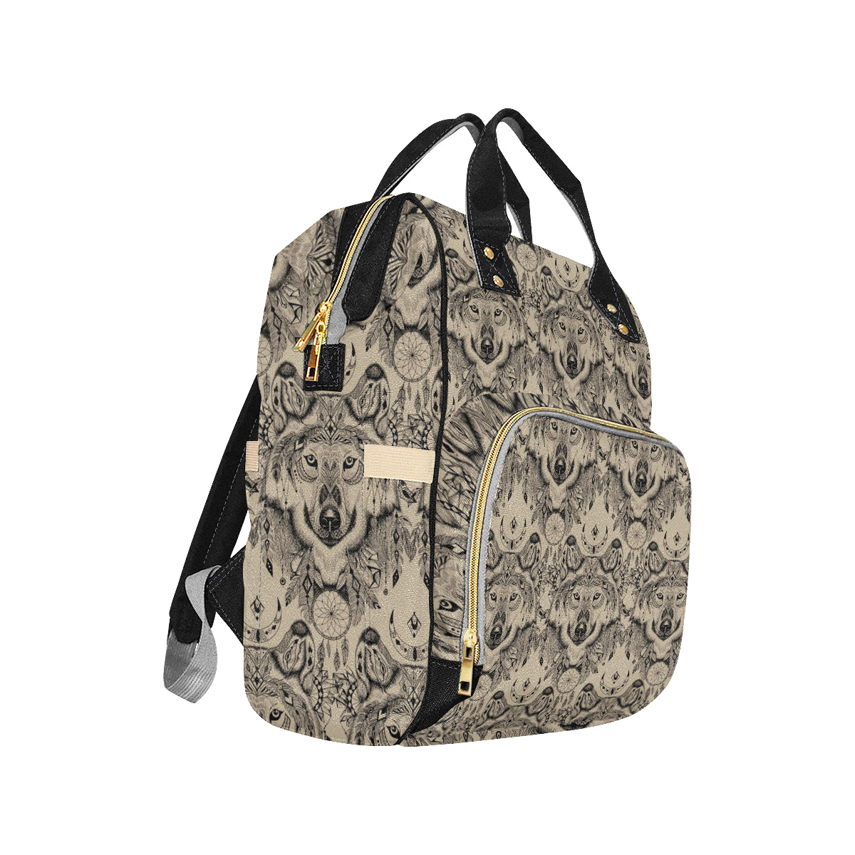 Indian Boho Wolf Diaper Bag Backpack