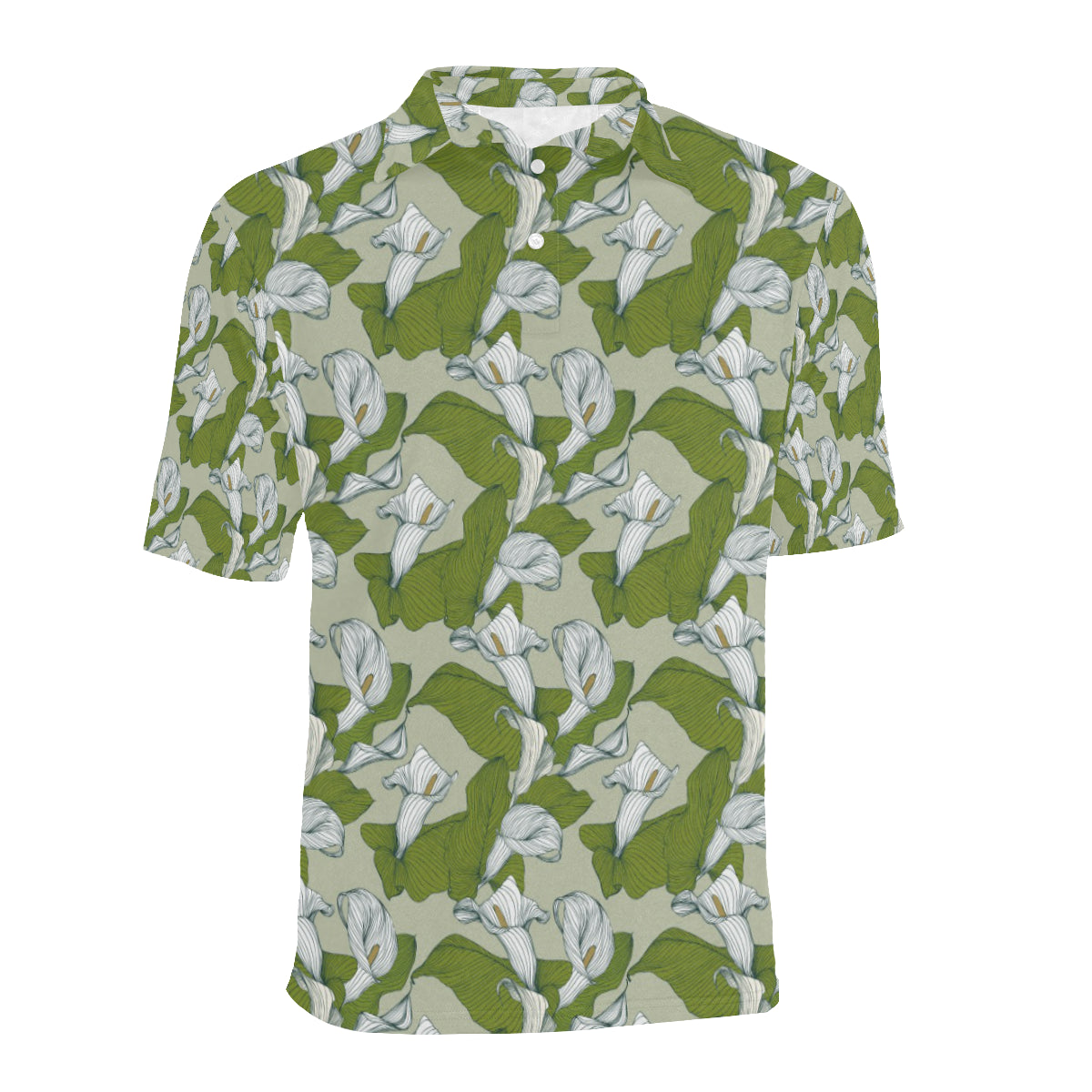Lily Pattern Print Design LY08 Men Polo Shirt