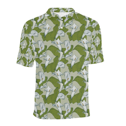 Lily Pattern Print Design LY08 Men Polo Shirt