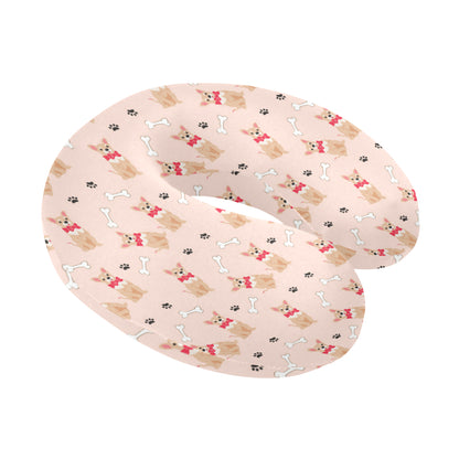 Chihuahua Pattern Print Design 04 U-Shaped Travel Neck Pillow