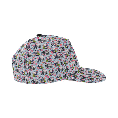 Panda Bear Flower Design Themed Print Snapback Cap