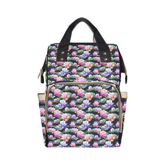 Lotus Flower Print Design Diaper Bag Backpack