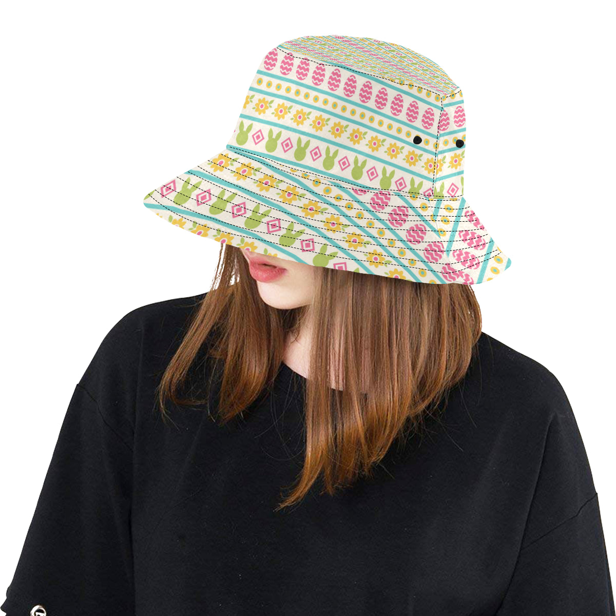 Easter Eggs Pattern Print Design RB016 Unisex Bucket Hat