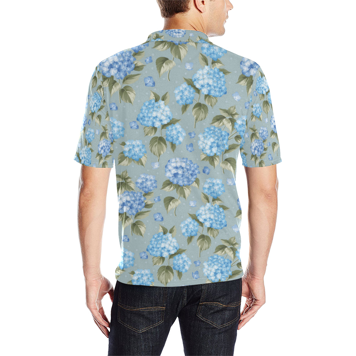 Hydrangea Pattern Print Design 01 Men Polo Shirt