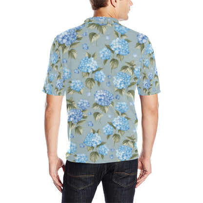 Hydrangea Pattern Print Design 01 Men Polo Shirt