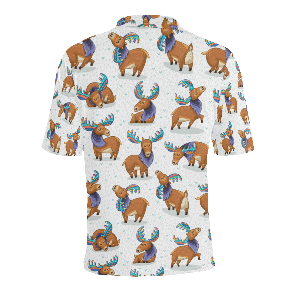 Moose Cute Pattern Print Design 01 Men Polo Shirt