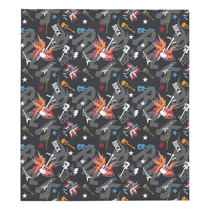 Rock and Roll Pattern Print Design A01 Premium Quilt