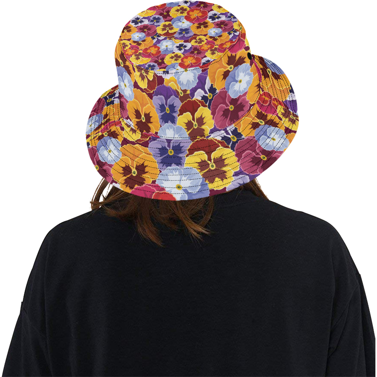 Pansy Pattern Print Design PS01 Unisex Bucket Hat