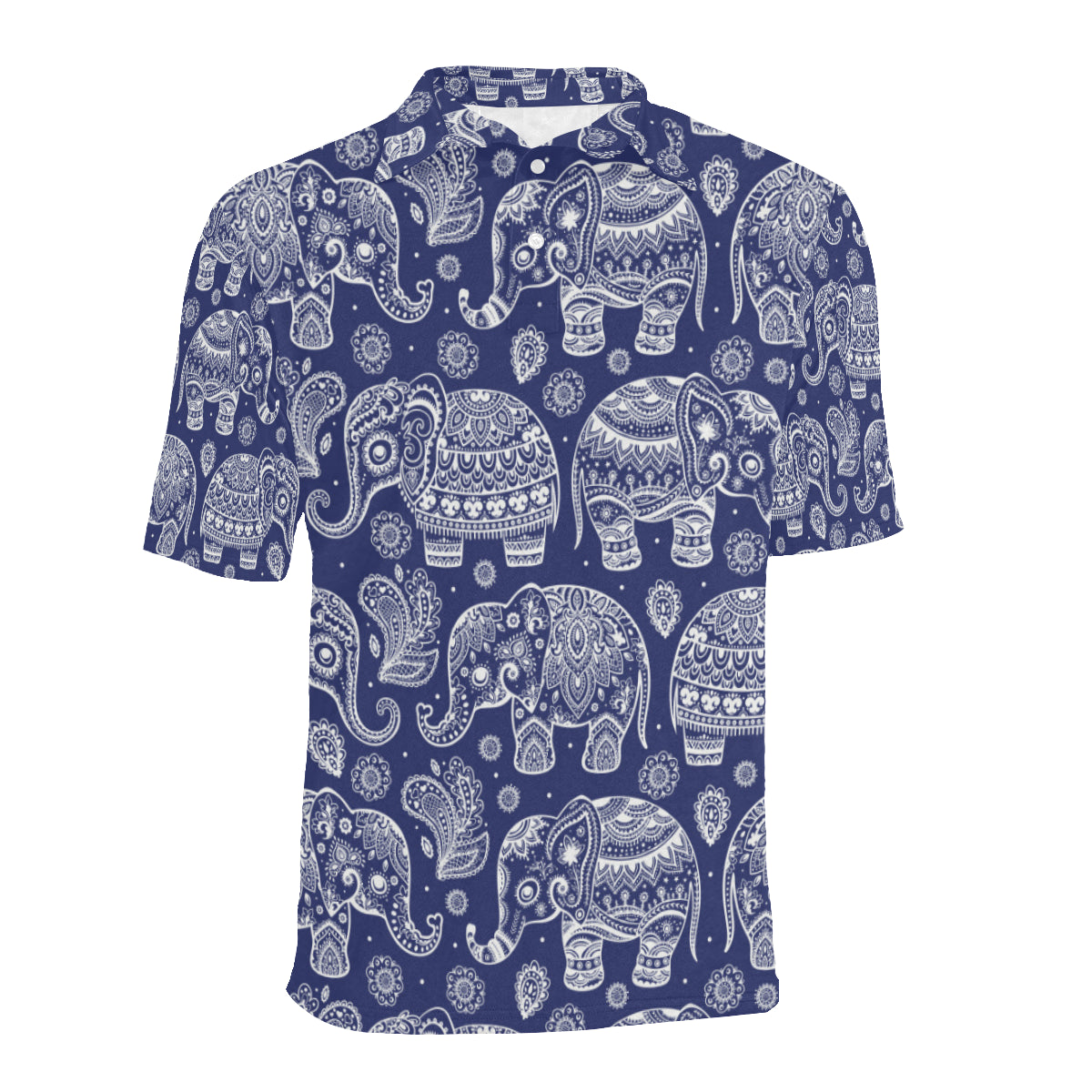 White Elephant Mandala Men Polo Shirt