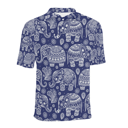 White Elephant Mandala Men Polo Shirt