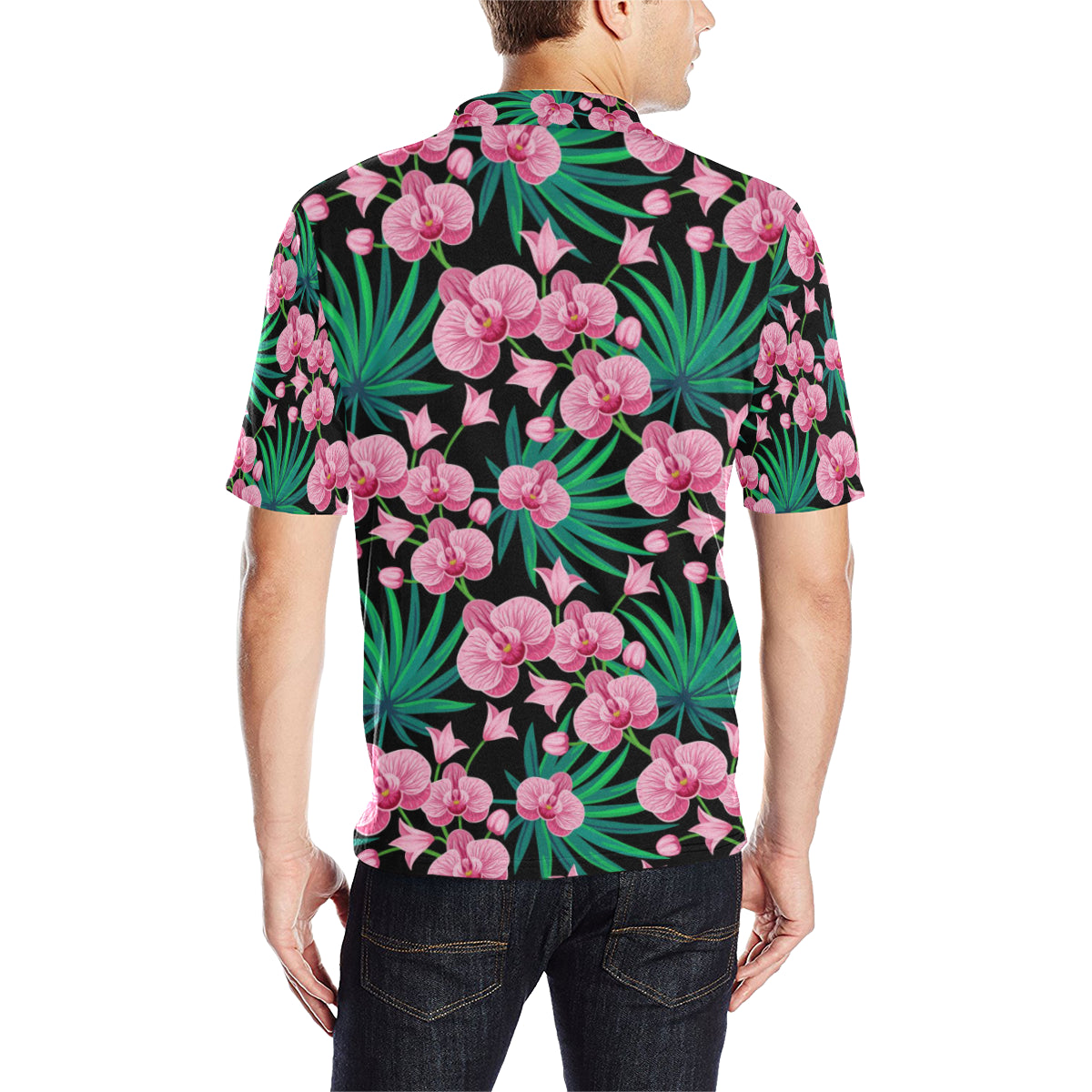 Orchid Pink Pattern Print Design OR06 Men Polo Shirt