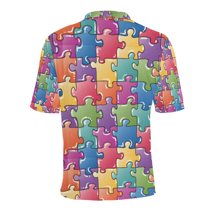 Puzzle Pattern Print Design A05 Men Polo Shirt