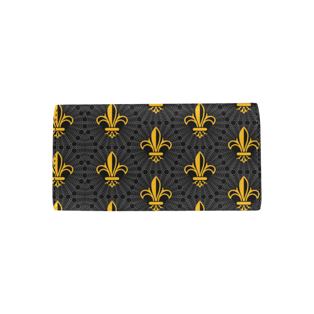 Fleur De Lis Gold Pattern Print Design 01 Women's Trifold Wallet