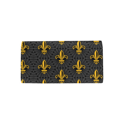 Fleur De Lis Gold Pattern Print Design 01 Women's Trifold Wallet
