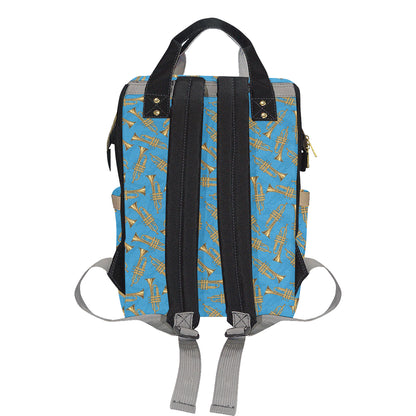 Trumpet Golden Pattern Themed Print Diaper Bag Backpack