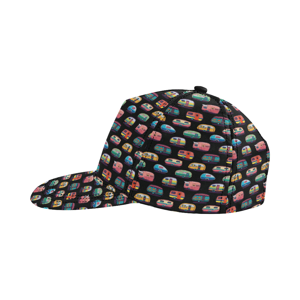 Camper Camping Pattern Snapback Cap