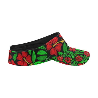 Red Hibiscus Embroidered Pattern Print Design HB03 Unisex Sun Visor