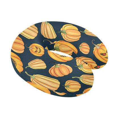Pumpkin Halloween Pattern Print Design A04 U-Shaped Travel Neck Pillow