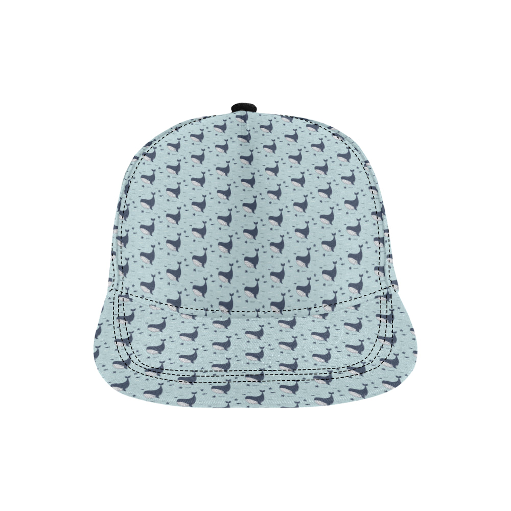 Whale Cute Design Themed Print Snapback Cap
