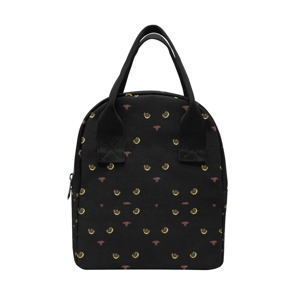 Black Cat Face Print Pattern Insulated Lunch Bag