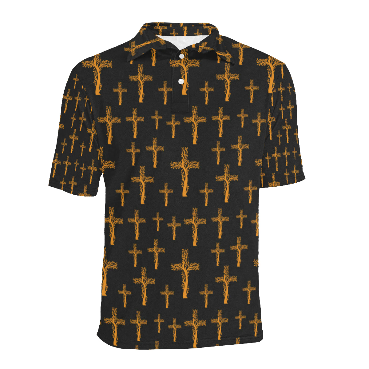 Christian Tree of Life Cross Design Men Polo Shirt