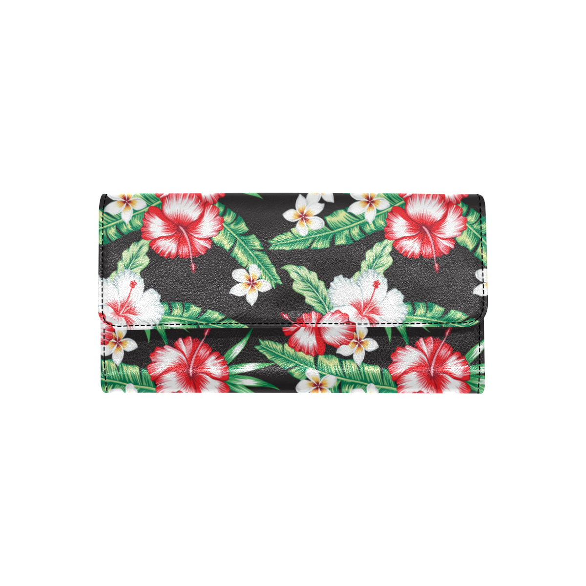 Hawaiian flower tropical leaves Women's Trifold Wallet