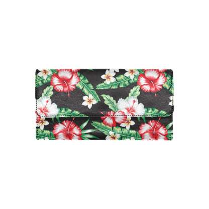 Hawaiian flower tropical leaves Women's Trifold Wallet