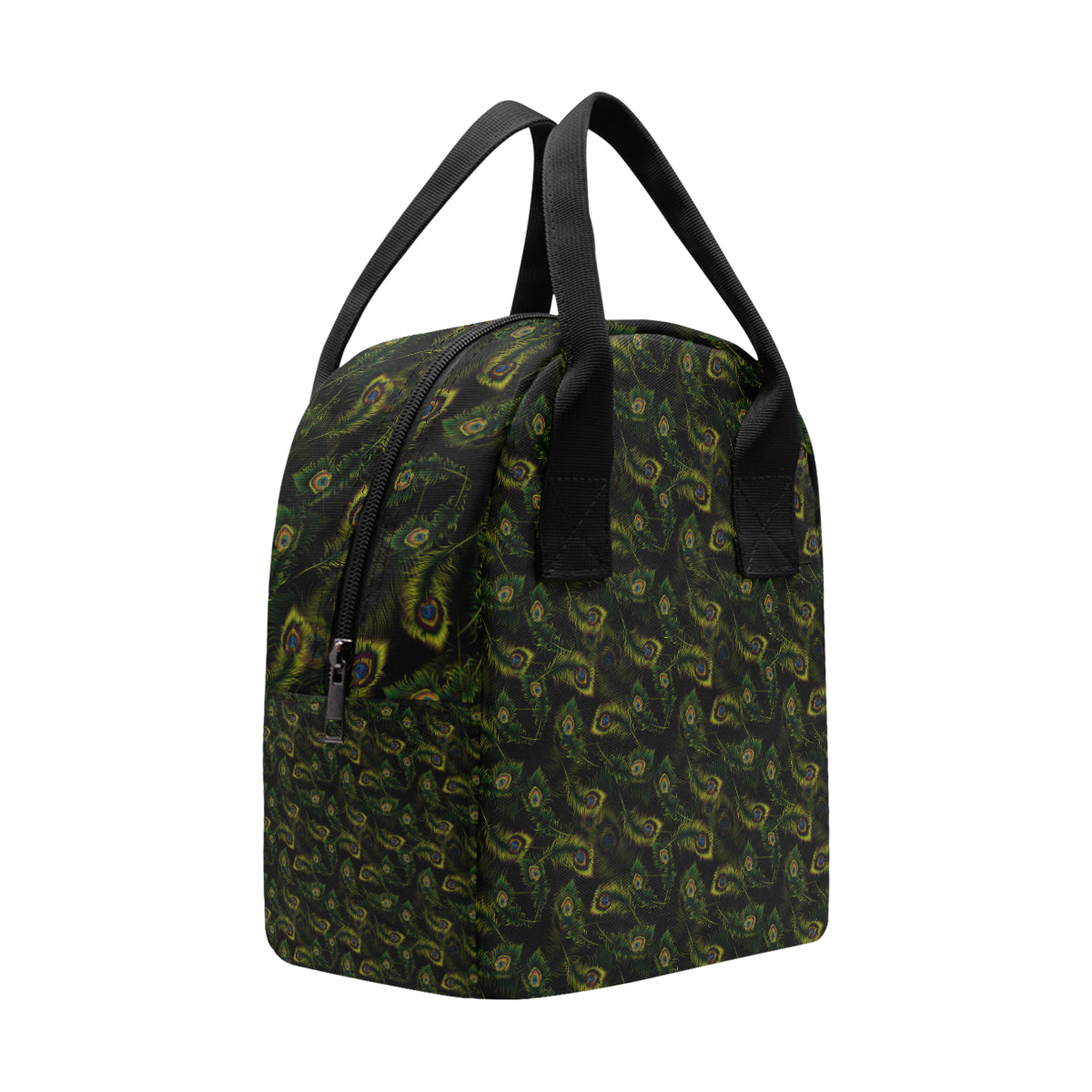 Peacock Feather Pattern Design Print Insulated Lunch Bag