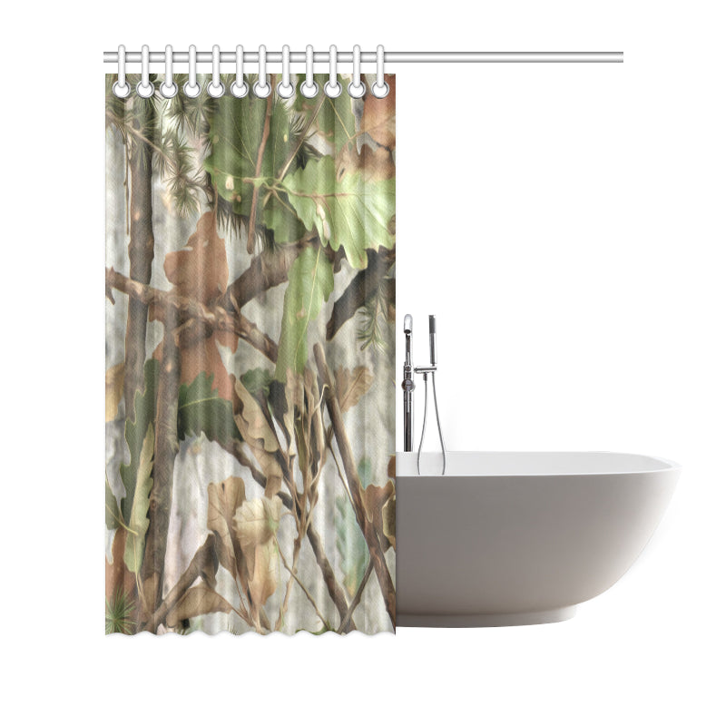 Camo Realistic Tree Forest Print Shower Curtain