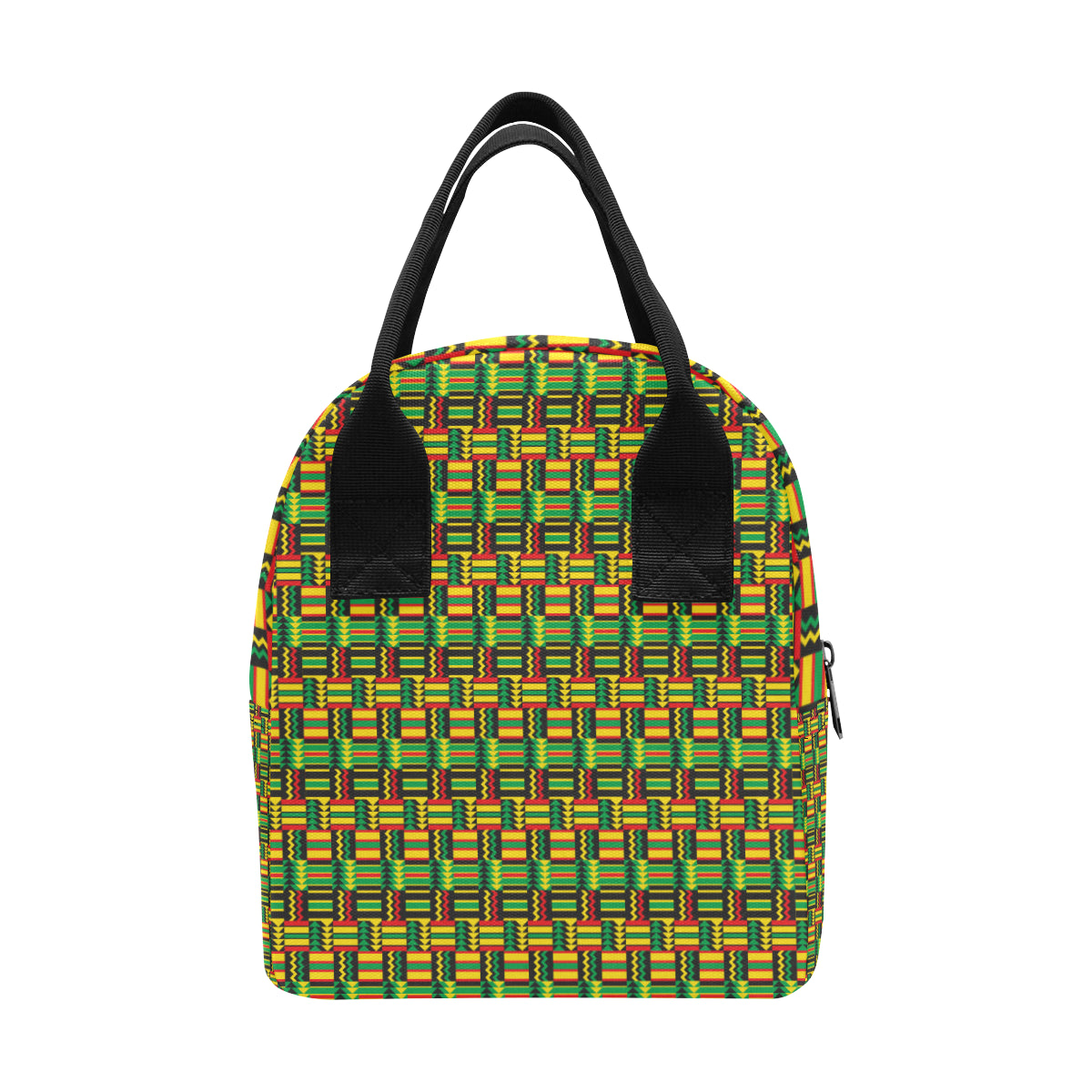 African Zip Zag Print Pattern Insulated Lunch Bag