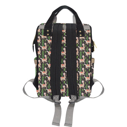 Alpaca Cactus Design Themed Print Diaper Bag Backpack