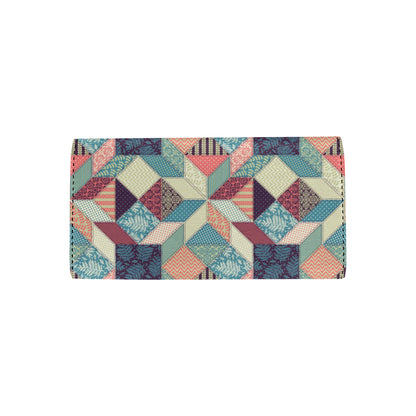 Patchwork Pattern Print Design 02 Women's Trifold Wallet