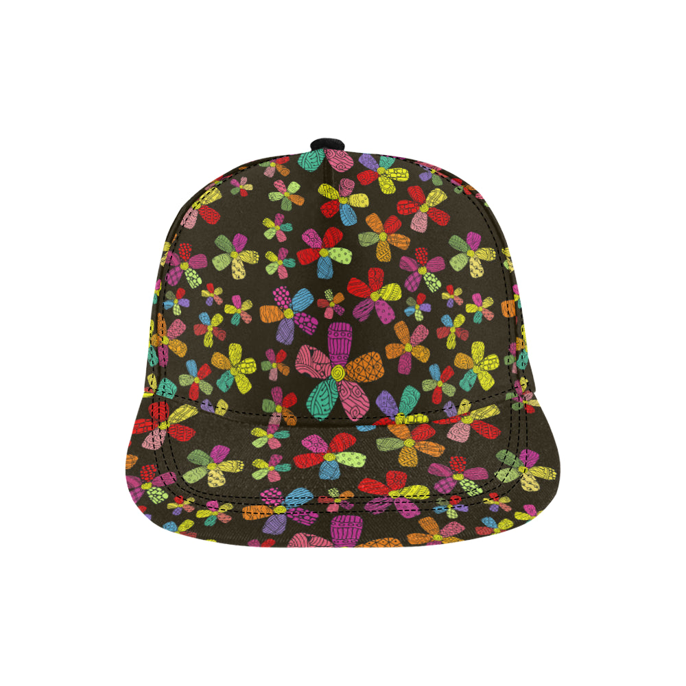 Flower Power Colorful Print Pattern Snapback Cap