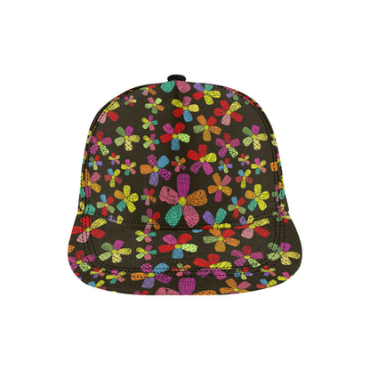 Flower Power Colorful Print Pattern Snapback Cap