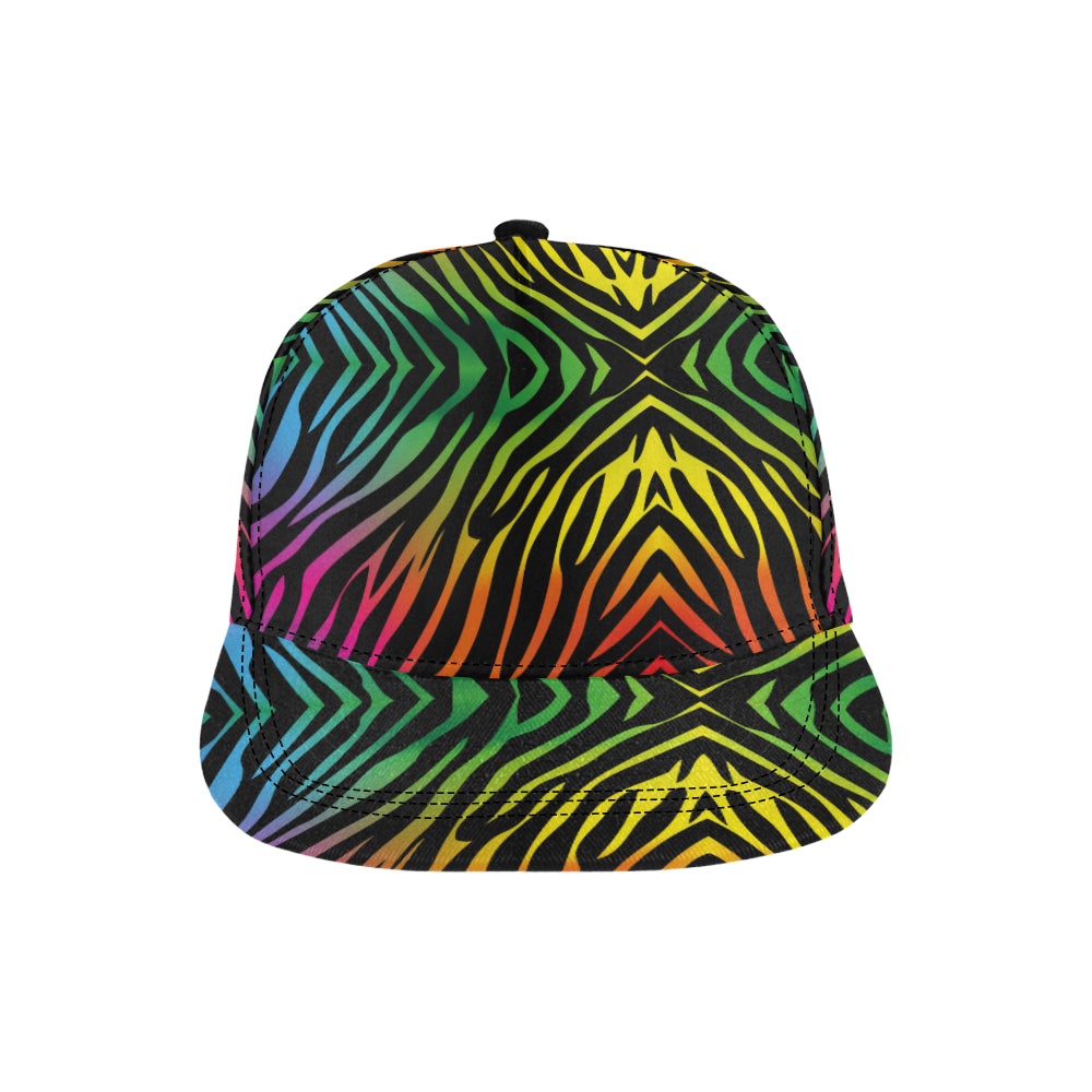 Rainbow Zebra Themed Print Snapback Cap