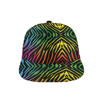 Rainbow Zebra Themed Print Snapback Cap