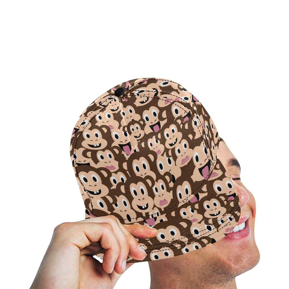 Emoji Monkey Print Pattern Snapback Cap