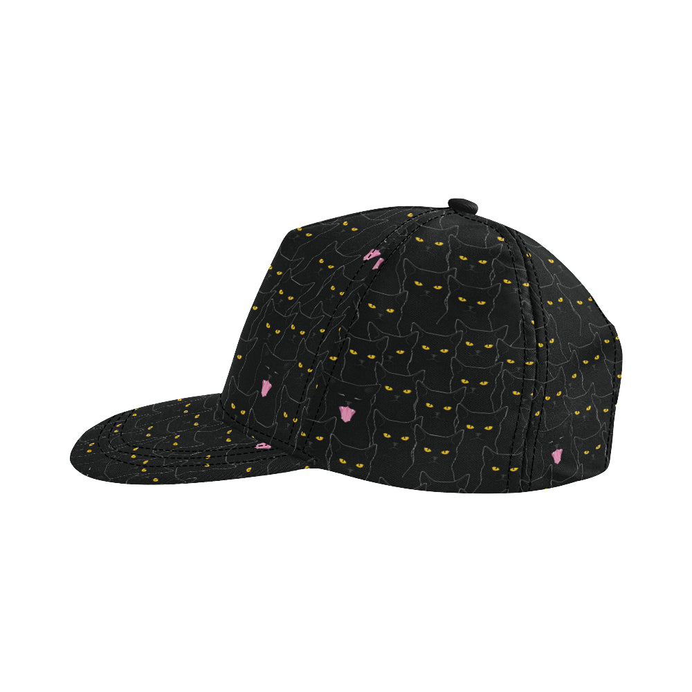 Black Cat Yellow Eyes Print Pattern Snapback Cap