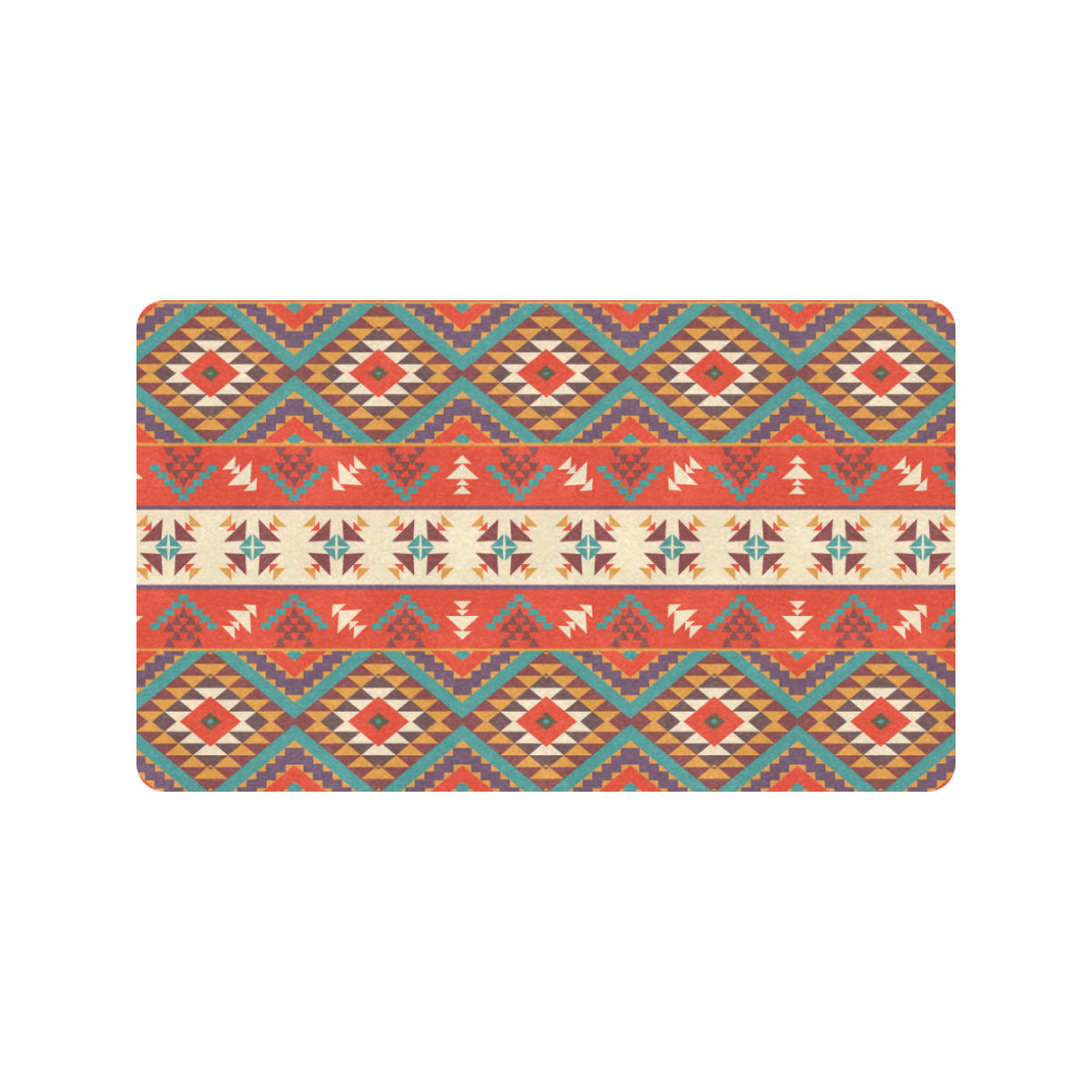 Aztec Red Print Pattern Rubber Doormat
